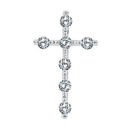 14K White Gold Diamond Cross Pendant