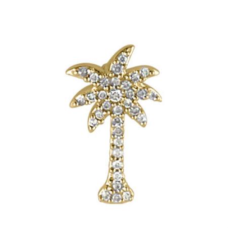 14K Yellow Gold .10 Ct Diamond Palm Tree Pendant