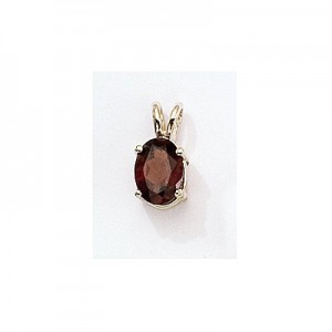 14K Yellow Gold Oval Garnet Pendant