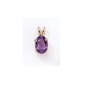 14K Yellow Gold Oval Amethyst Pendant