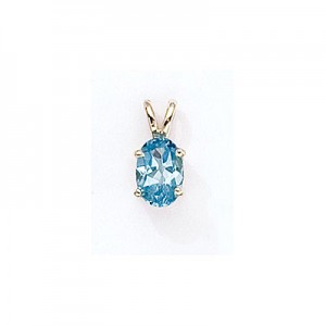 14K Yellow Gold Oval Blue Topaz Pendant