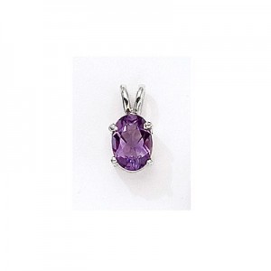 14K White Gold Oval Amethyst Pendant