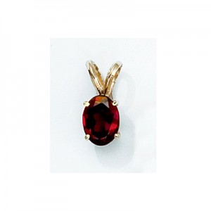 14K Yellow Gold Oval Garnet Pendant