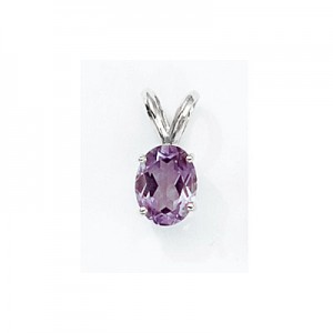 14K White Gold Oval Amethyst Pendant