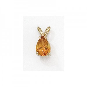 14K Yellow Gold Pear Citrine Pendant