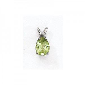14K White Gold Pear Peridot Pendant
