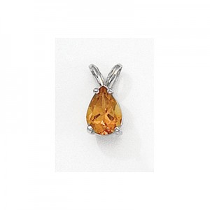 14K White Gold Pear Citrine Pendant