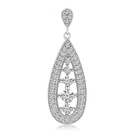 14K White Gold .25 Ct Diamond Teardrop Pendant