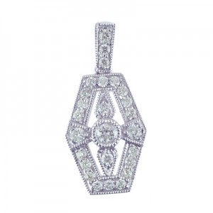 14K White Gold Antique Diamond Pendant