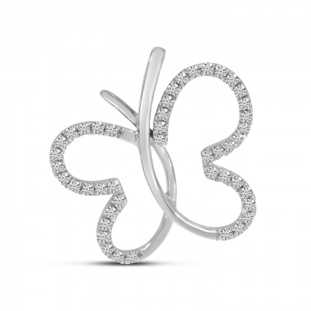 14K White Gold Diamond Butterfly Pendant 