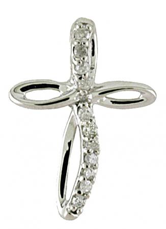 14K White Gold Diamond Cross Pendant