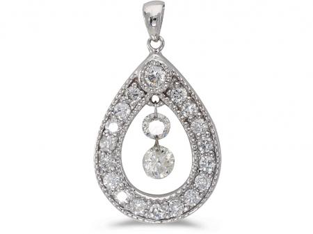 14K White Gold Diamond Dashing Diamonds Pendant