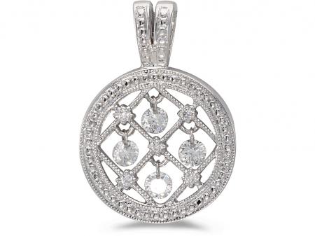 14K White Gold Diamond Dashing Diamonds Pendant