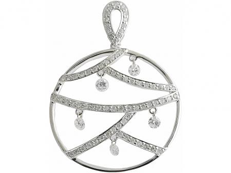 14K White Gold Diamond Dashing Diamonds Pendant