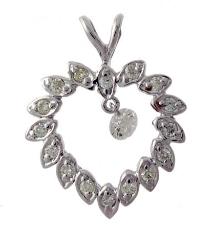 14K White Gold Diamond Dashing Diamonds Pendant