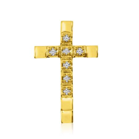 14K Yellow Gold Straight Diamond Cross