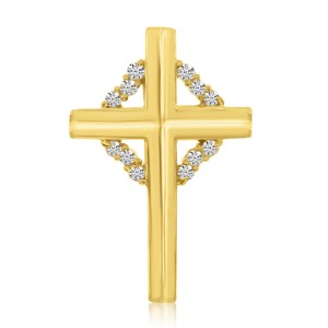 14K Yellow Gold .15 Ct Diamond Cross Pendant