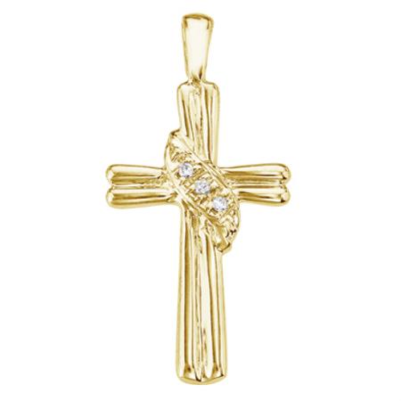 14K Yellow Gold Diamond Fashion Cross Pendant