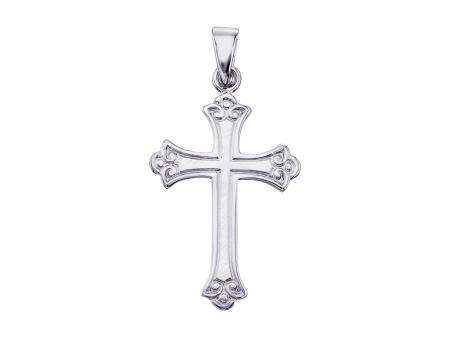 14K White Gold Cross Pendant