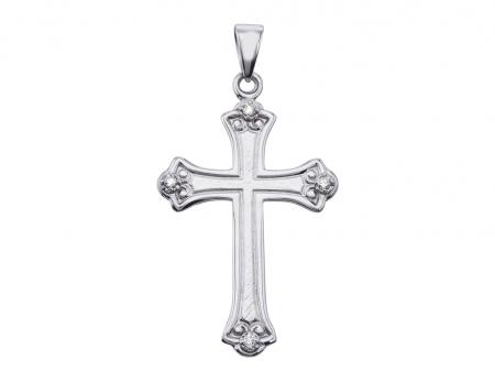 14K White Gold Diamond Cross Pendant