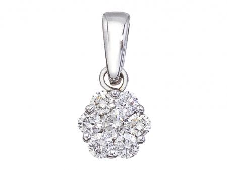 14K White Gold .50 Ct Cluster Diamond Pendant