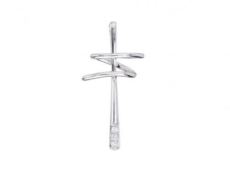 14K White Gold Diamond Modern Cross Pendant