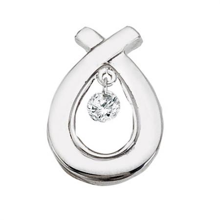 14K White Gold .10 Ct Dashing Diamonds Bow Pendant
