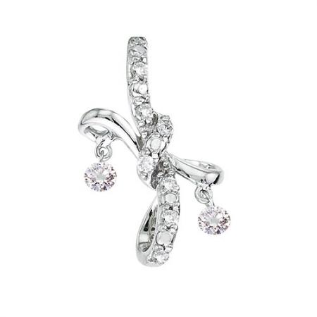 14K White Gold .17 Ct Double Dashing Diamonds Pendant