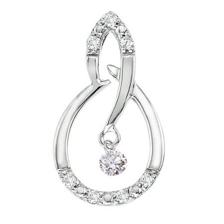 14K White Gold .15 Ct Flowing Dashing Diamonds Pendant
