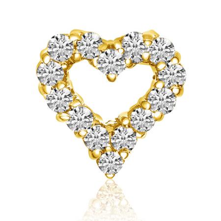 14K Yellow Gold Diamond Heart Pendant