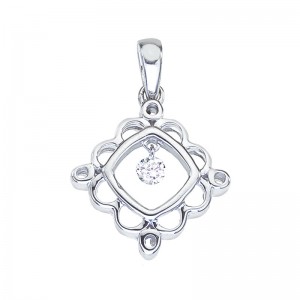 14K White Gold Cushion Shape .05 Ct Dashing Diamonds Pendant