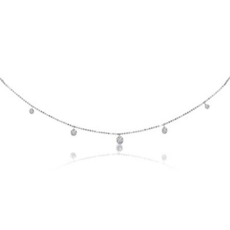 14K White Gold 18 inch Graduated Diamond Dashing Diamonds Necklace