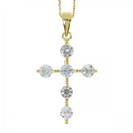 14k Yellow Gold Diamond Cross Pendant