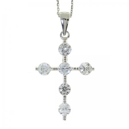 14k White Gold Diamond Cross Pendant