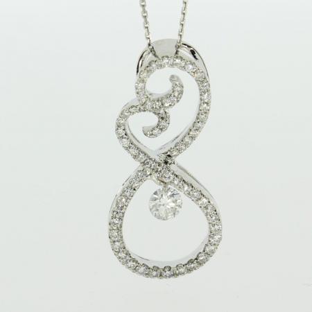 14k White Gold Dashing Diamonds Figure 8 Pendant