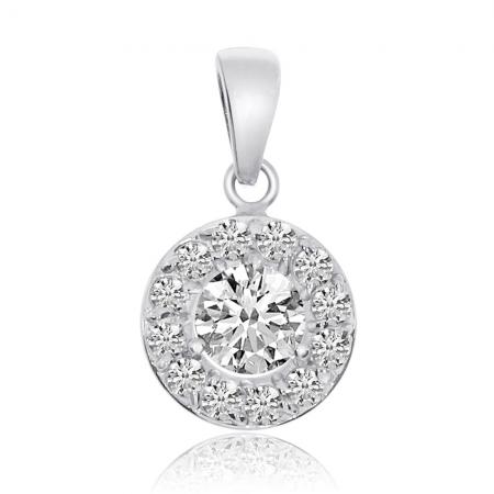 14k White Gold .51 ct Diamond Halo Pendant