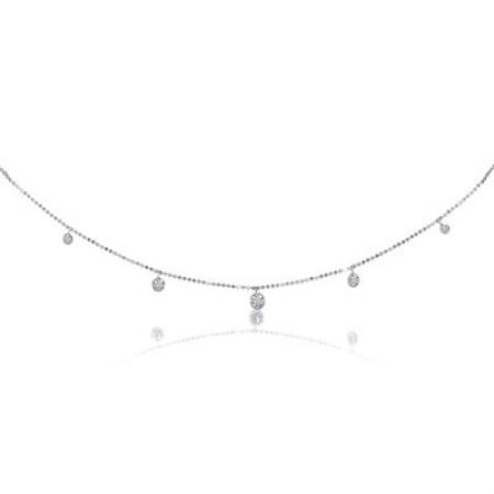 14K White Gold 18 inch Graduated Diamond By the Yard 1.05 Ct Dashing Diamond Nec