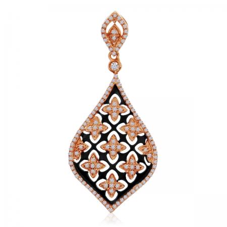 14K Rose Gold and Black Rhodium Diamond Fashion Pendant