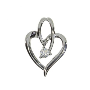 14K White Gold .10 Ct Diamond Flowing Heart fashion Pendant