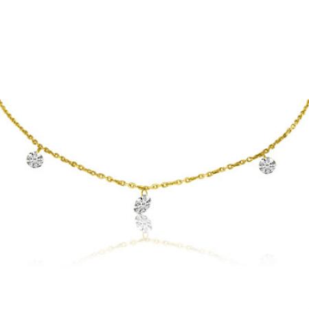 14K Yellow Gold Graduated Diamond By the Yard .55 Ct Necklace