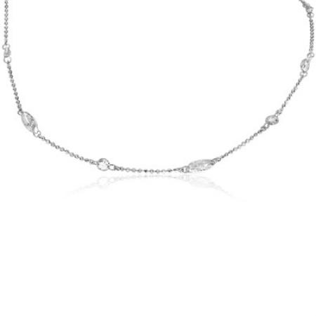 14K White Gold Marquise and Round Diamonds Dashing Diamond 18 inch Necklace