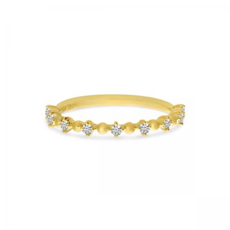 14K Yellow Gold Diamond Beaded Stackable Ring