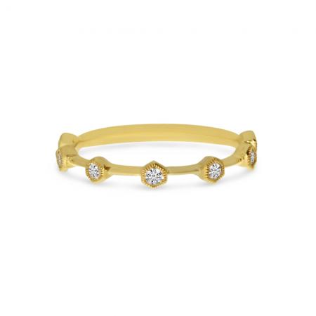 14K Yellow Gold Diamond Hexagon Stackable Ring