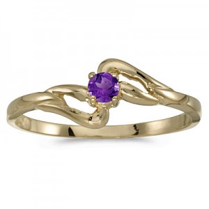 10k Yellow Gold Round Amethyst Ring