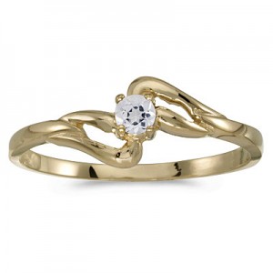 10k Yellow Gold Round White Topaz Ring