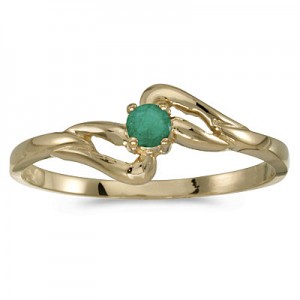 10k Yellow Gold Round Emerald Ring