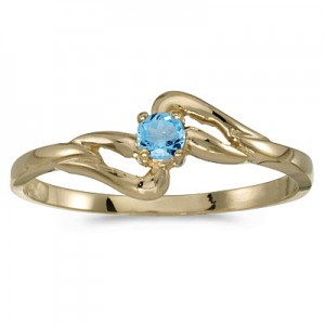 10k Yellow Gold Round Blue Topaz Ring