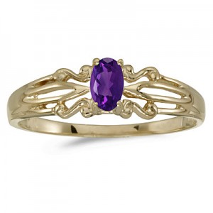 10k Yellow Gold Oval Amethyst Ring