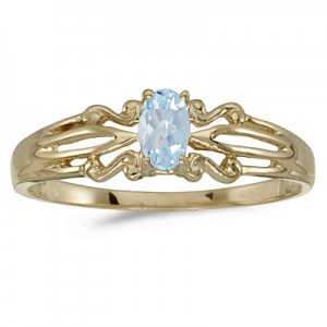 10k Yellow Gold Oval Aquamarine Ring