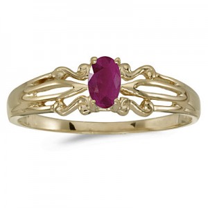 10k Yellow Gold Oval Ruby Ring